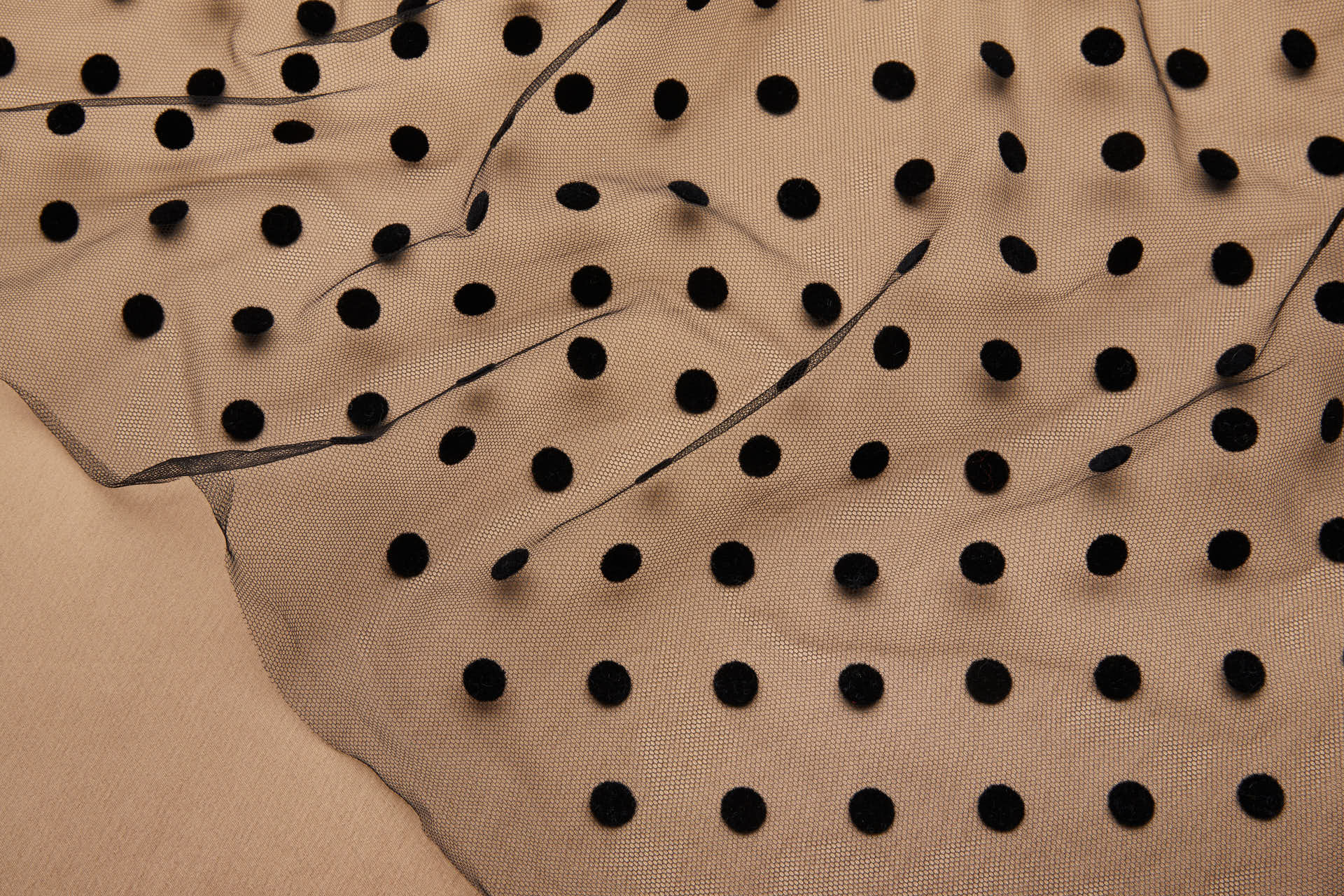 Polka Dot / Flock Spot Tulle - Black - Medium fabric, image 3 of 8