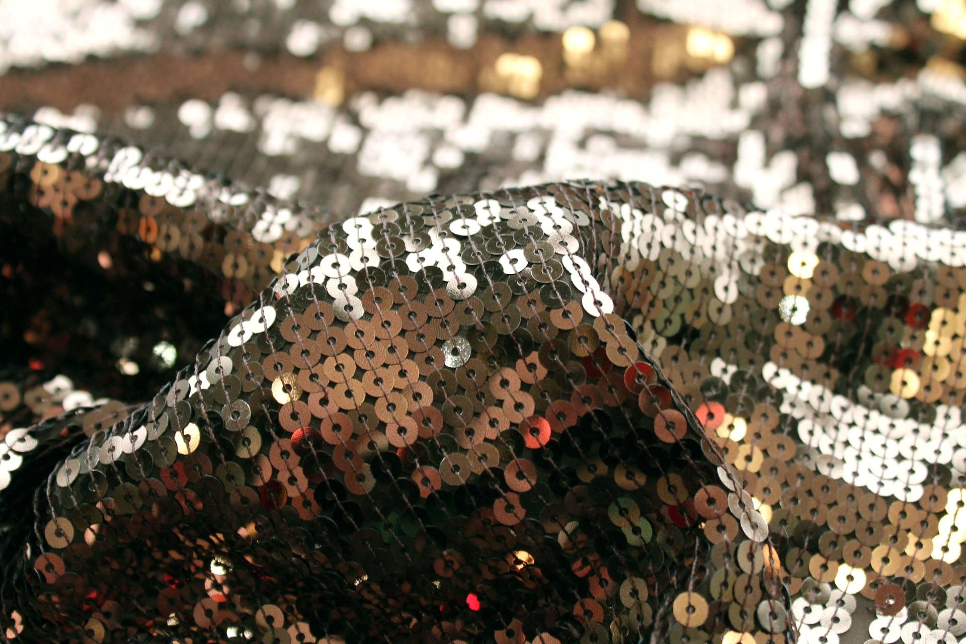 Sequin On Chiffon - Brown fabric
