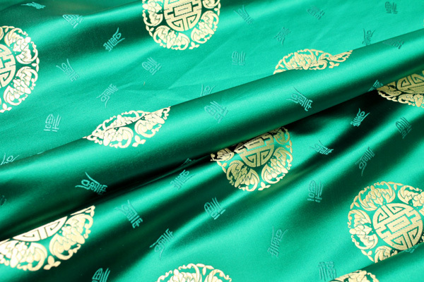 Chinese Brocade - Green With Gold Orb fabric, image 2 of 4