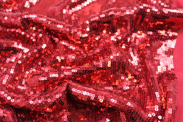 Sequin On Chiffon - Red fabric, image 3 of 4