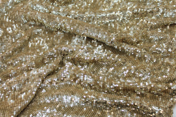 Overlapping Micro Sequin On Silk Chiffon - Gold fabric, image 3 of 4