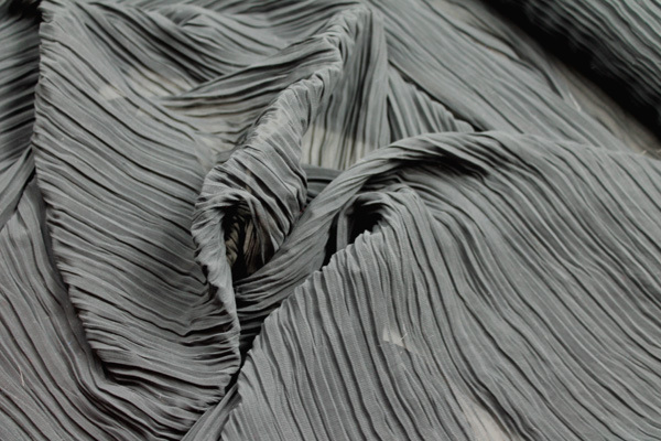 Pleated Polyester Chiffon - Grey fabric, image 2 of 4