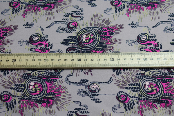 Printed Silk Fuji - Brown/ Pink fabric, image 4 of 4