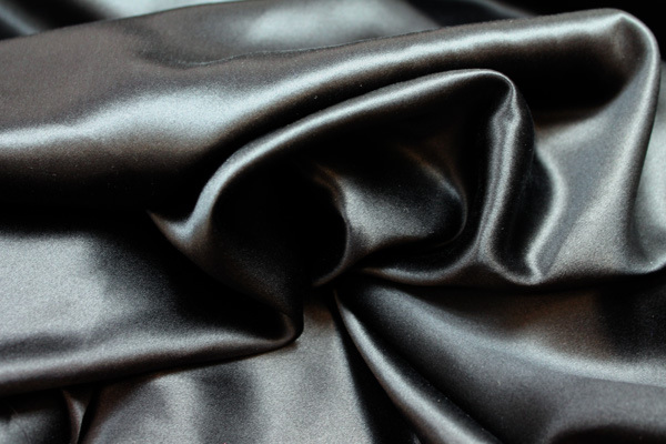 Silk Satin Backed Crepe - Black fabric, image 2 of 5
