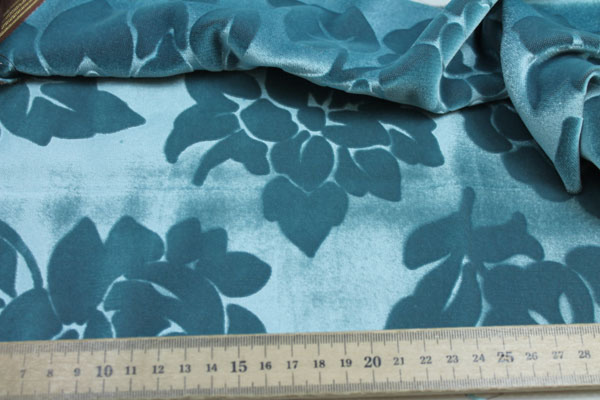 Viscose Velvet - Pale Blue Embossed Floral fabric, image 3 of 3