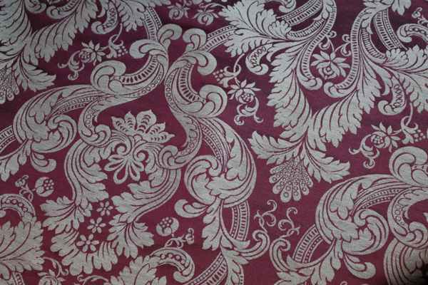 Linen Brocade - Burgundy/Natural fabric, image 4 of 6