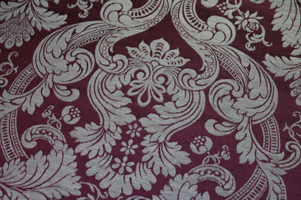 Linen Brocade - Burgundy/Natural fabric, image 3 of 6