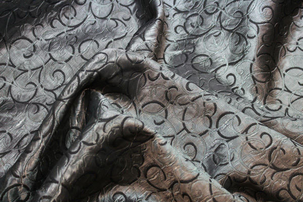 Cotton Viscose Brocade - Brown and Silver fabric, image 3 of 5