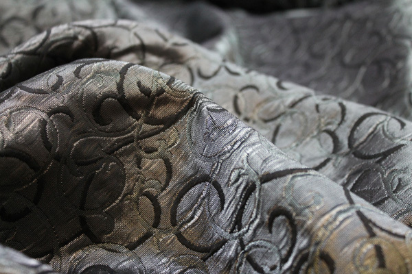Cotton Viscose Brocade - Brown and Silver fabric