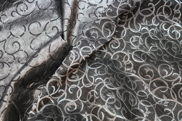 Cotton Viscose Brocade - Brown and Silver fabric, image 4 of 5