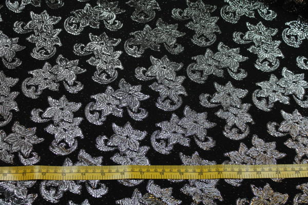 Black and Silver Floral Brocade fabric, image 5 of 5