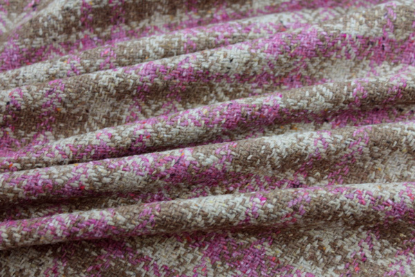 Wool Check - Pink Beige and Camel - 1.1m Piece, image 2 of 4