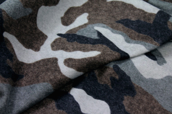 Camo Print Wool - Grey Brown fabric, image 3 of 5