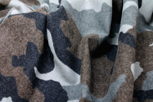 Camo Print Wool - Grey Brown fabric, image 4 of 5