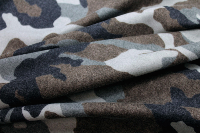 Camo Print Wool - Grey Brown fabric
