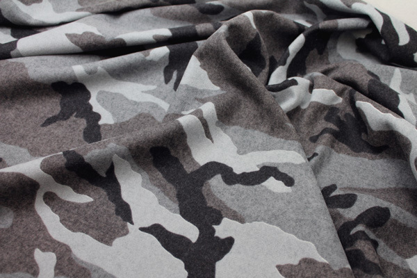 Camo Print Wool - Black Grey fabric, image 2 of 5