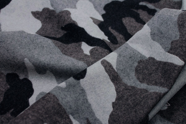 Camo Print Wool - Black Grey fabric, image 3 of 5