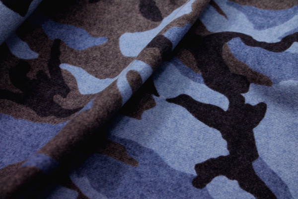 Camo Print Wool - Blue Grey - 0.65m Piece fabric, image 4 of 4