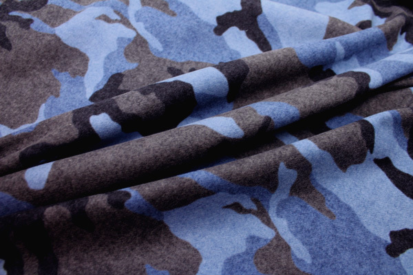 Camo Print Wool - Blue Grey - 0.7m Piece fabric, image 2 of 4