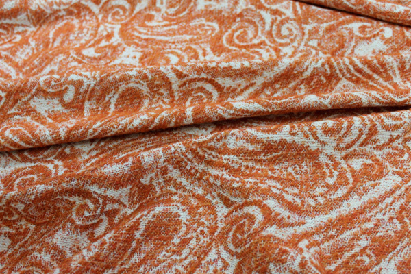 Wool Paisley - Orange and Ivory fabric, image 4 of 7