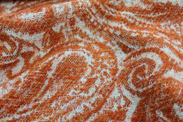 Wool Paisley - Orange and Ivory fabric, image 2 of 7