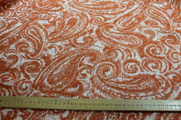 Wool Paisley - Orange and Ivory fabric, image 3 of 7
