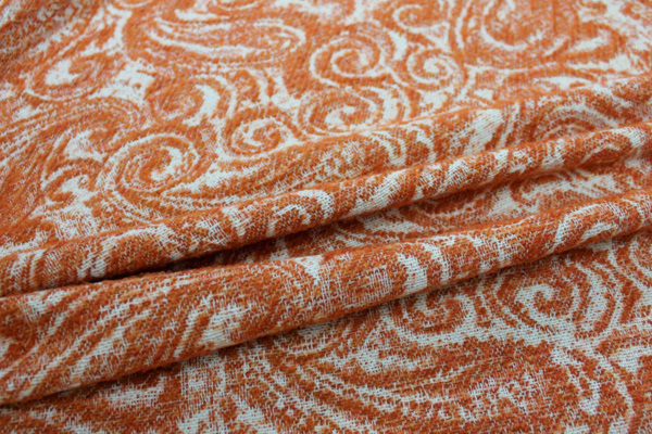 Wool Paisley - Orange and Ivory fabric, image 5 of 7