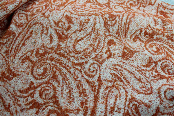 Wool Paisley - Orange and Ivory fabric, image 6 of 7