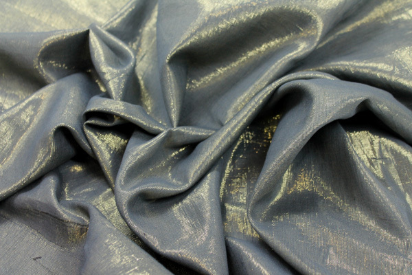 Cotton and Lurex, Dark Grey/Gold - 1.6m Piece fabric, image 3 of 5