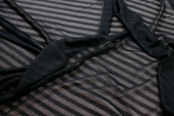 Striped Sheer Jersey - Black fabric, image 3 of 6