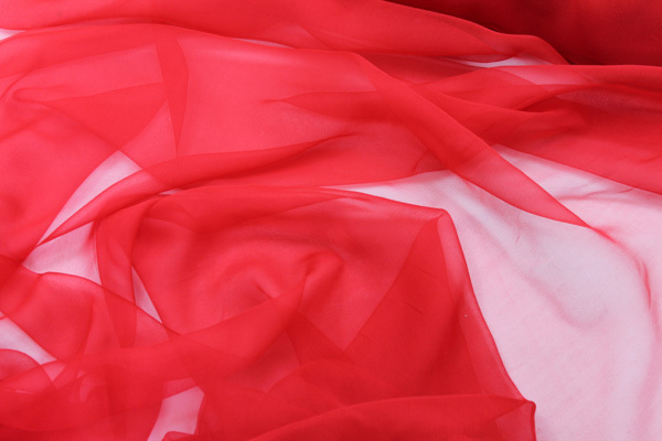 Red Silk Chiffon fabric, image 2 of 4