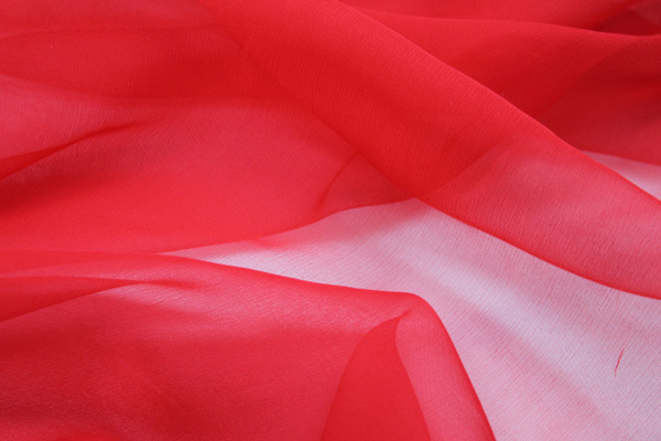 Red Silk Chiffon fabric, image 3 of 4