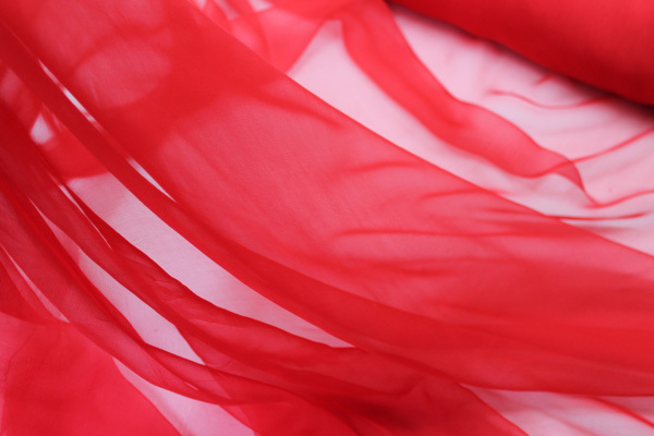 Red Silk Chiffon fabric, image 4 of 4