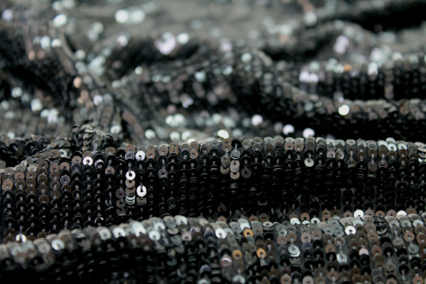 Overlapping Micro Sequin On Silk Chiffon - Black fabric, image 5 of 5