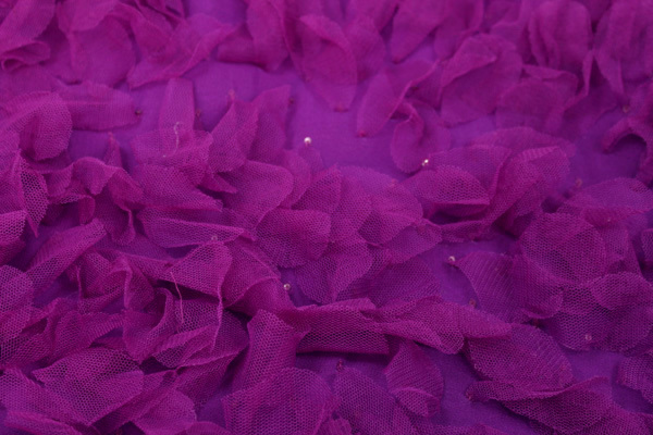 Petal Tulle on Silk Chiffon - Deep Magenta fabric, image 3 of 6