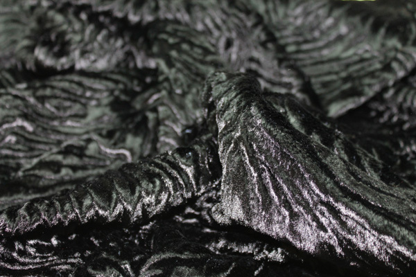 Faux Fur - Textured Astrakhan Style Black Short Pile fabric, image 6 of 6