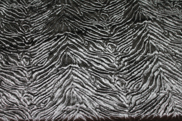 Faux Fur - Textured Astrakhan Style Black Short Pile fabric, image 5 of 6