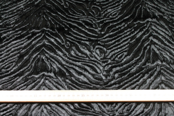 Faux Fur - Textured Astrakhan Style Black Short Pile fabric, image 4 of 6