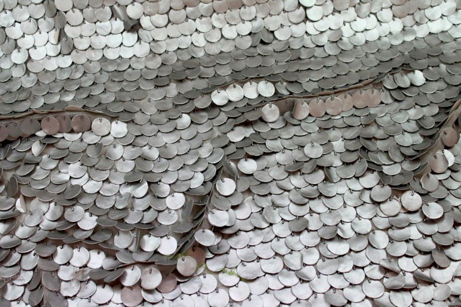 Leatherette Coin Sequin - Silver fabric, image 2 of 7