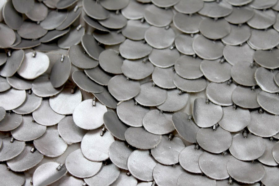 Leatherette Coin Sequin - Silver fabric, image 3 of 7
