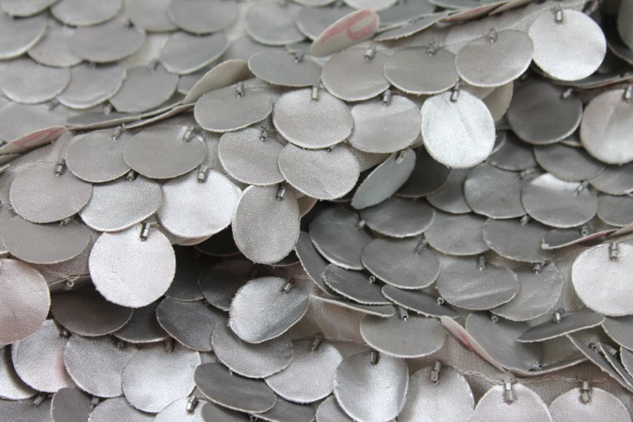 Leatherette Coin Sequin - Silver fabric