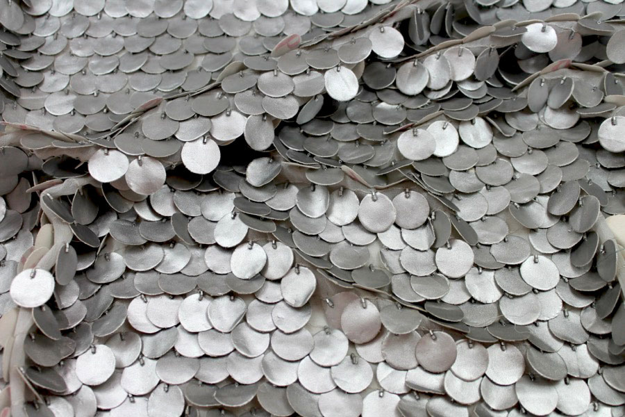 Leatherette Coin Sequin - Silver fabric, image 6 of 7