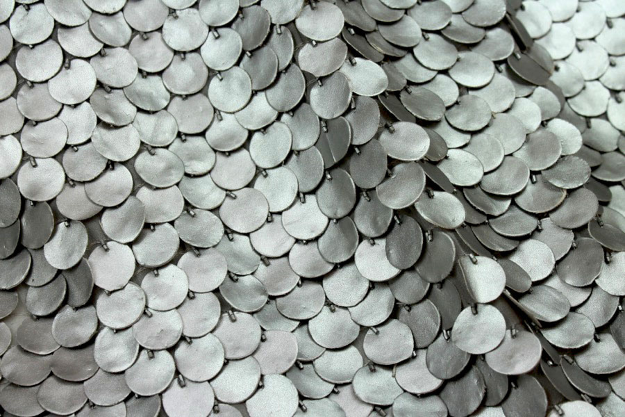 Leatherette Coin Sequin - Silver fabric, image 5 of 7