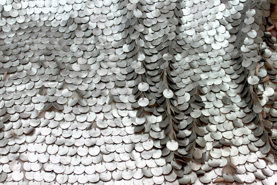 Leatherette Coin Sequin - Silver fabric, image 4 of 7