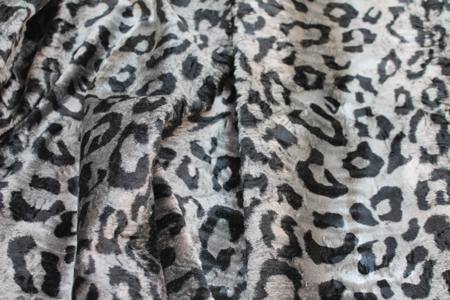 Heavy Cotton Velvet - Black and Grey Leopard fabric, image 3 of 7