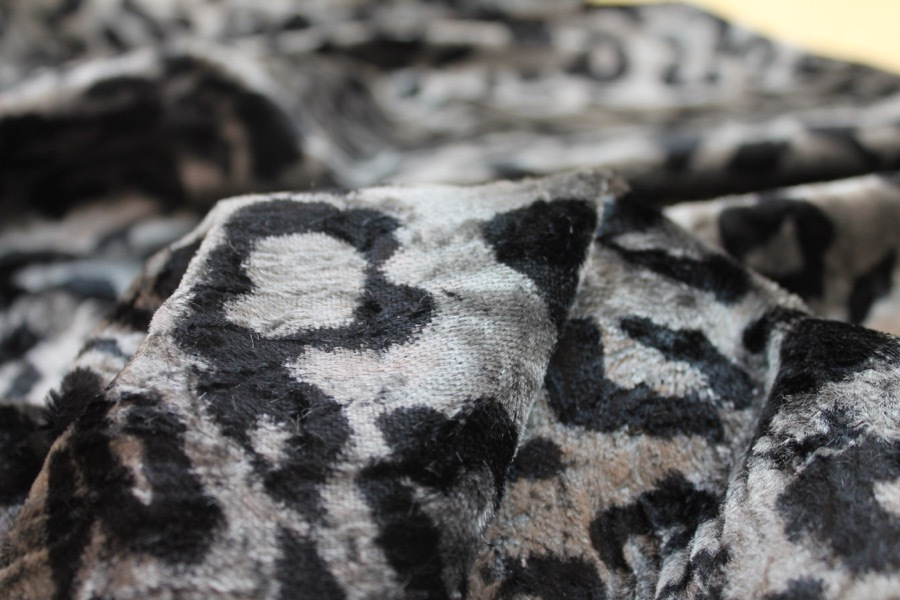 Heavy Cotton Velvet - Black and Grey Leopard fabric, image 5 of 7