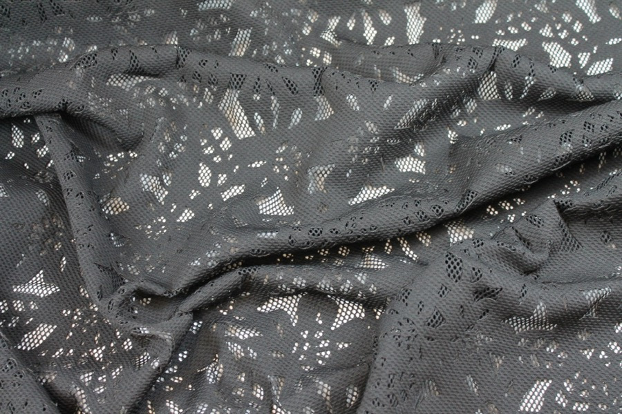 Patterned Jersey Net - Black fabric, image 3 of 8