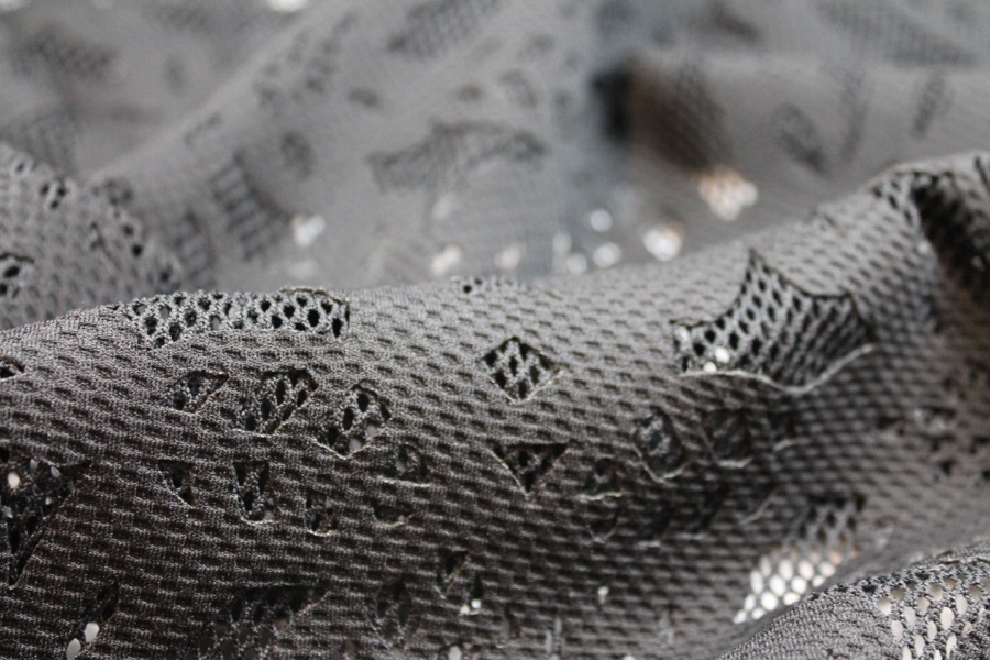 Patterned Jersey Net - Black fabric