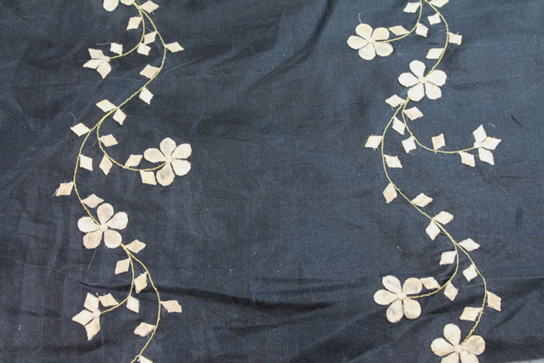 Black Silk Organza - Gold Applique Flowers fabric, image 6 of 8