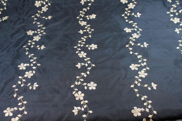 Black Silk Organza - Gold Applique Flowers fabric, image 5 of 8